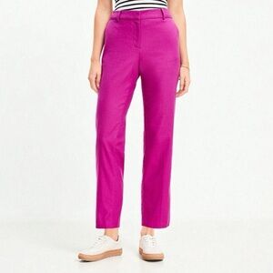 Loft Riveria Slim Pants Linen Blend Magenta Shadow Size 12